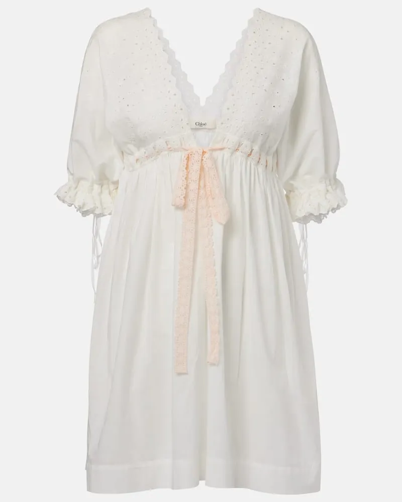 Chloé Chloé Minikleid aus einem Baumwollgemisch Weiß