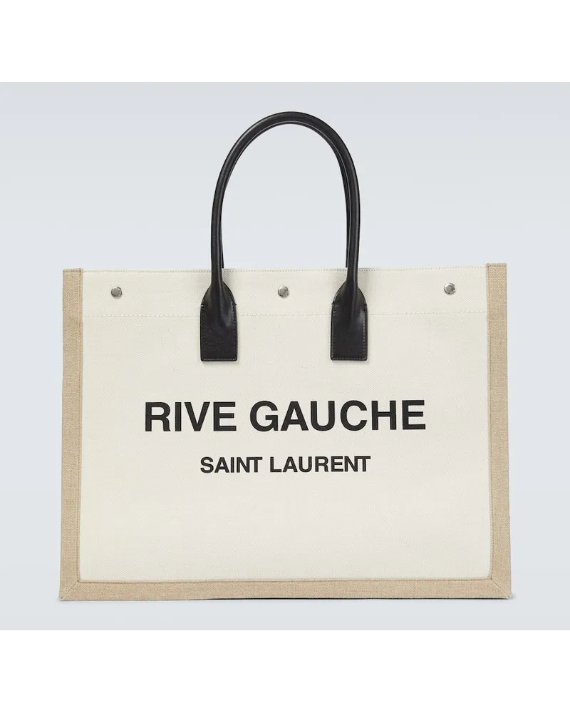 Saint Laurent Tote Bag Rive Gauche aus Canvas Beige