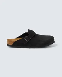 Birkenstock Slippers Boston SBF aus Veloursleder Schwarz