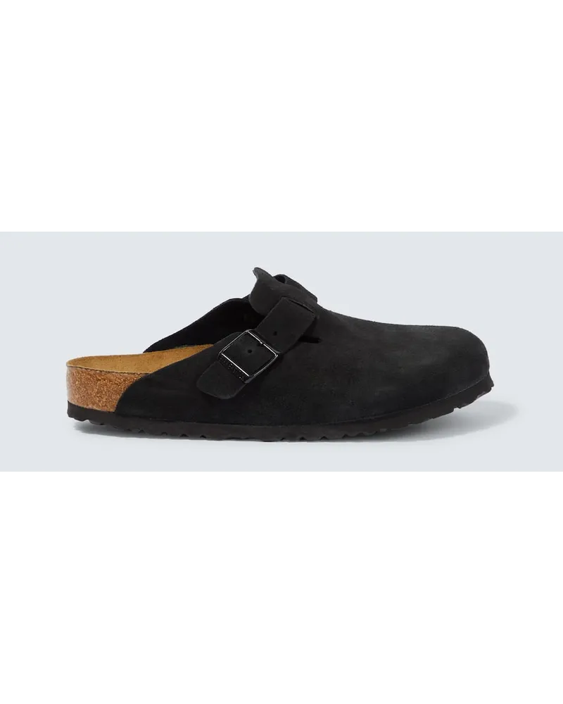 Birkenstock Slippers Boston SBF aus Veloursleder Schwarz