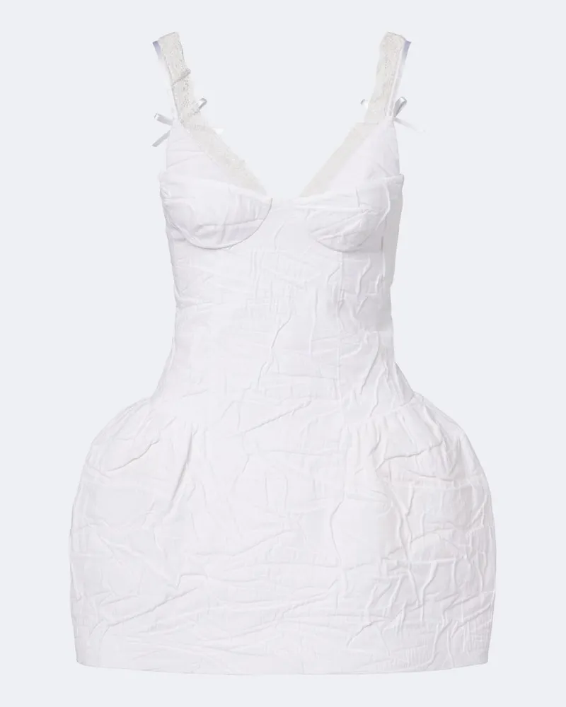 SHUSHU/TONG Minikleid aus einem Baumwollgemisch Weiß
