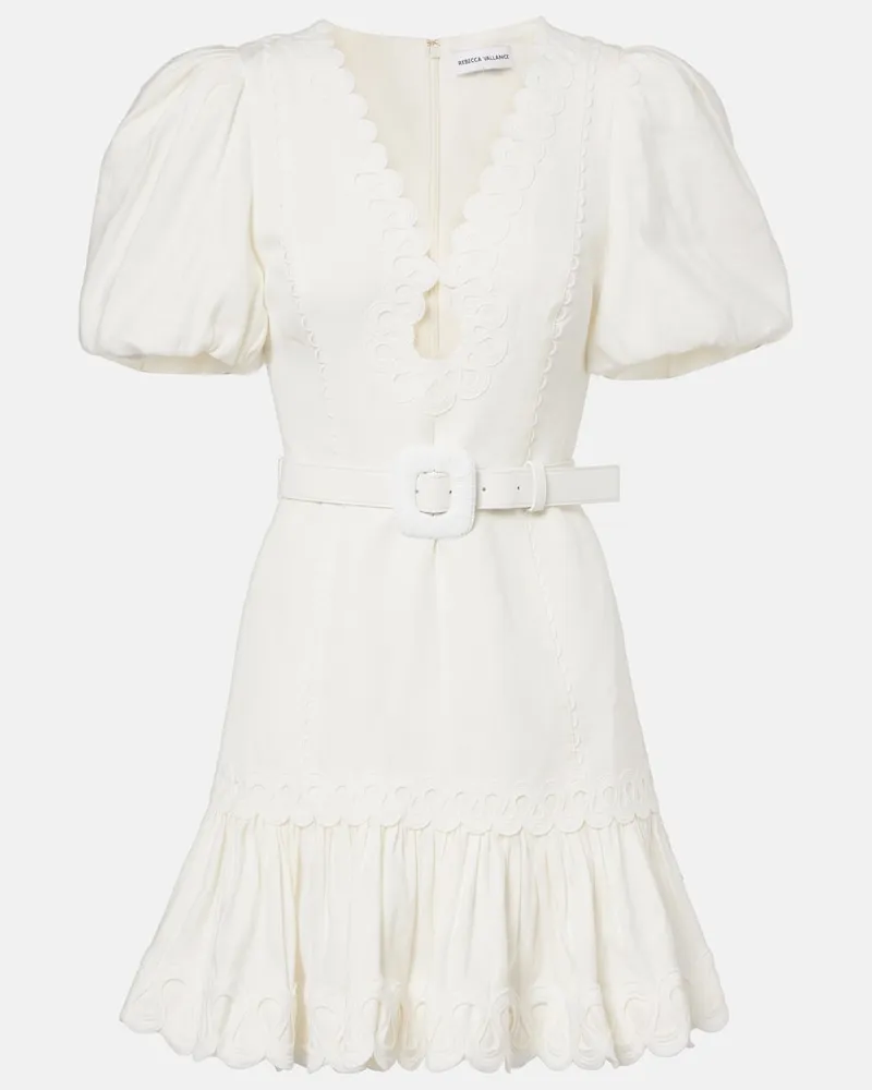 Rebecca Vallance Besticktes Minikleid Kahlia aus einem Leinengemisch Weiß