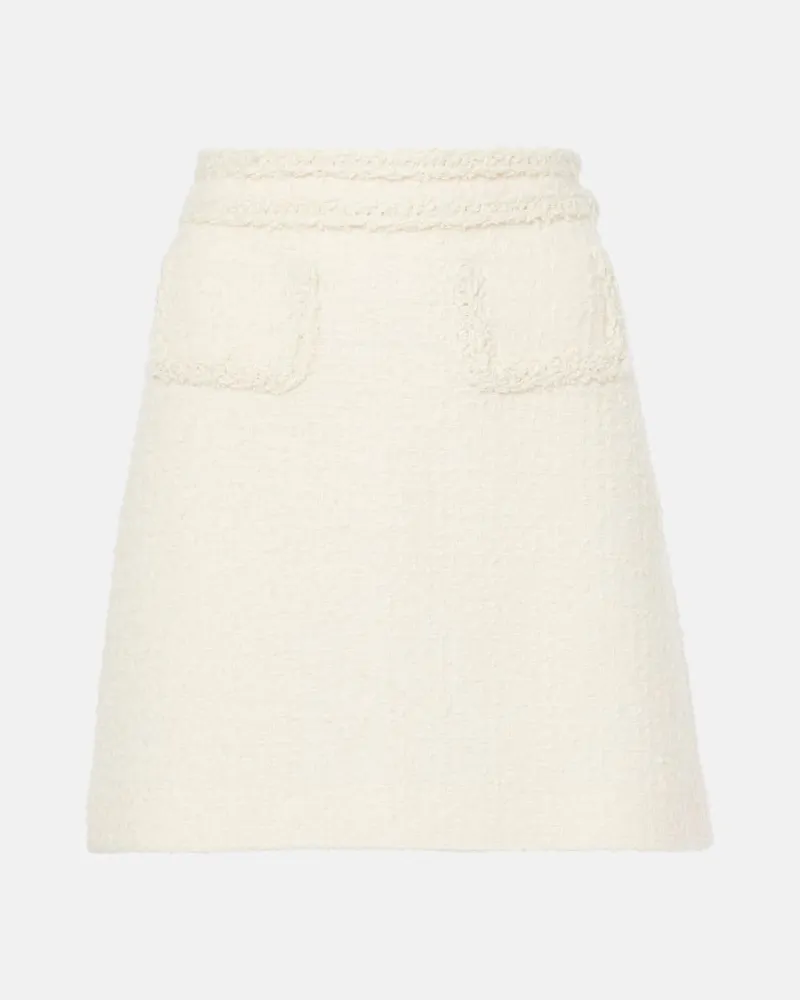 Giambattista Valli High-Rise-Minirock aus Tweed Weiss