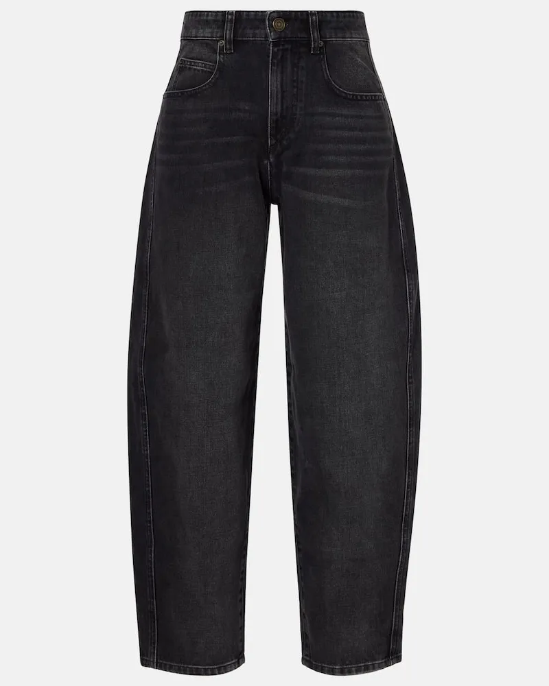 Isabel Marant Mid-Rise Barrel Jeans Oriane Schwarz