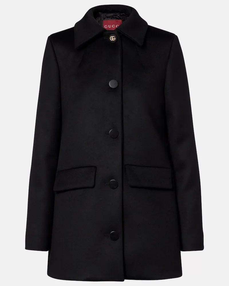 Gucci Peacoat Double G aus Wolle Schwarz