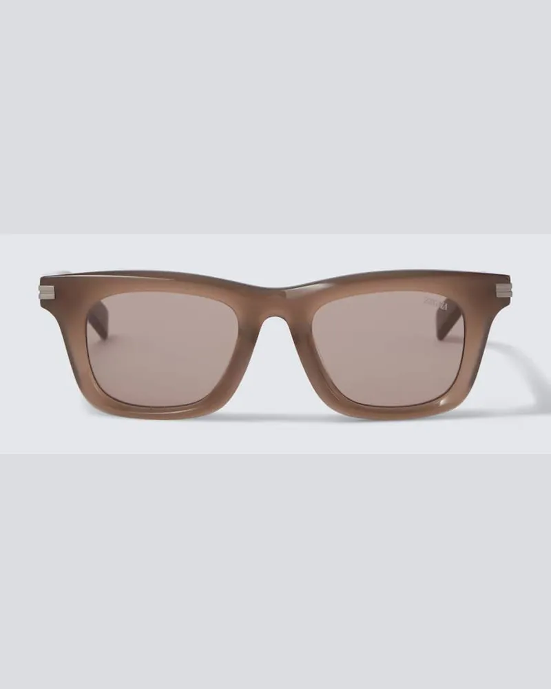 Ermenegildo Zegna Eckige Sonnenbrille Braun