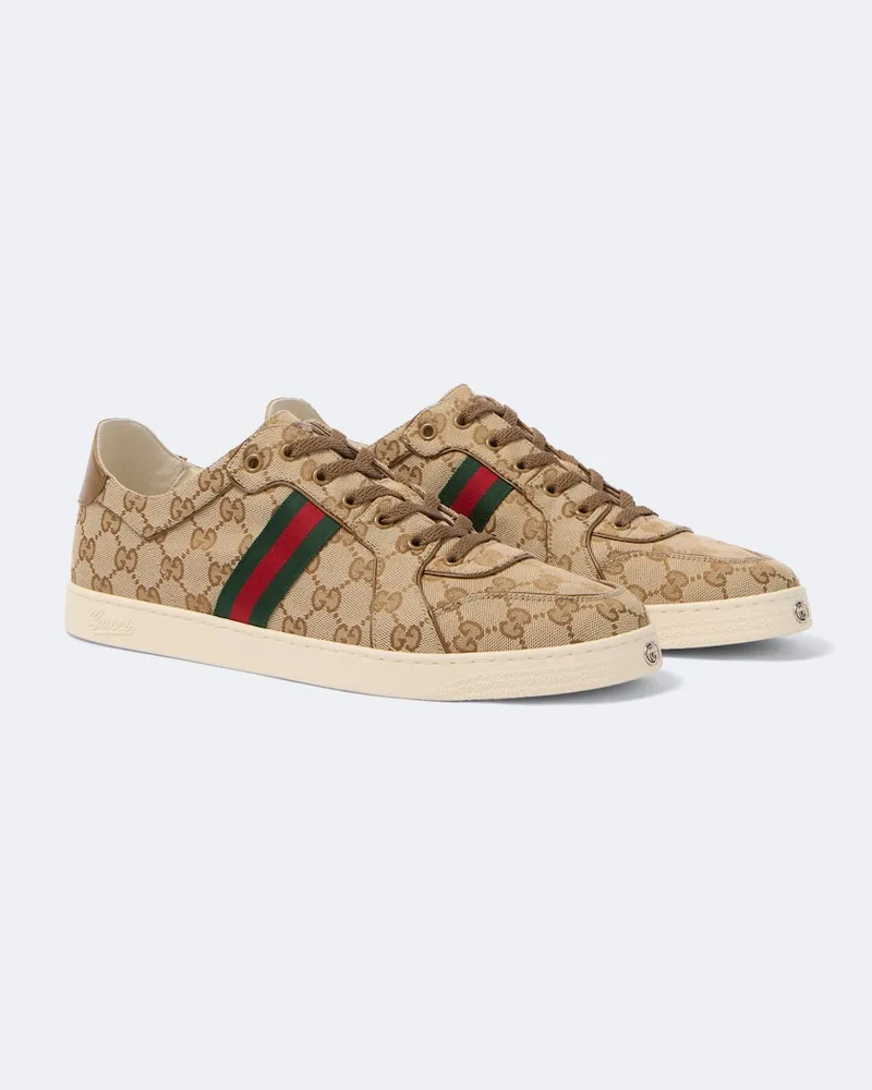Gucci Sneakers Stretch GG aus Canvas mit Leder Beige