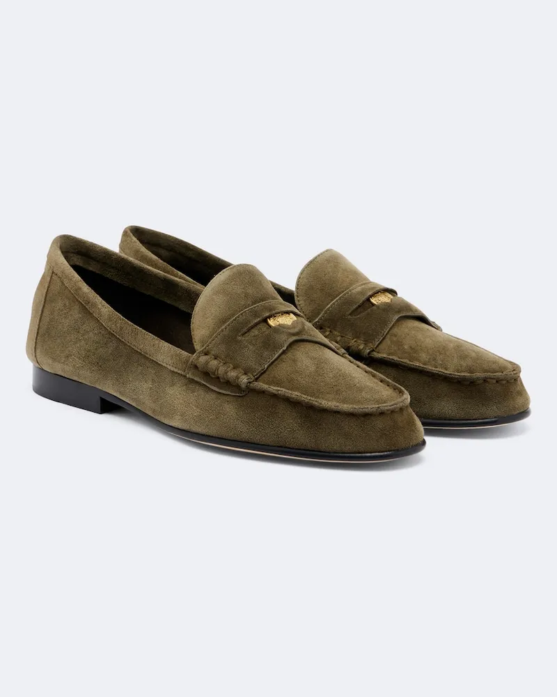 Veronica Beard Loafers aus Veloursleder Grün
