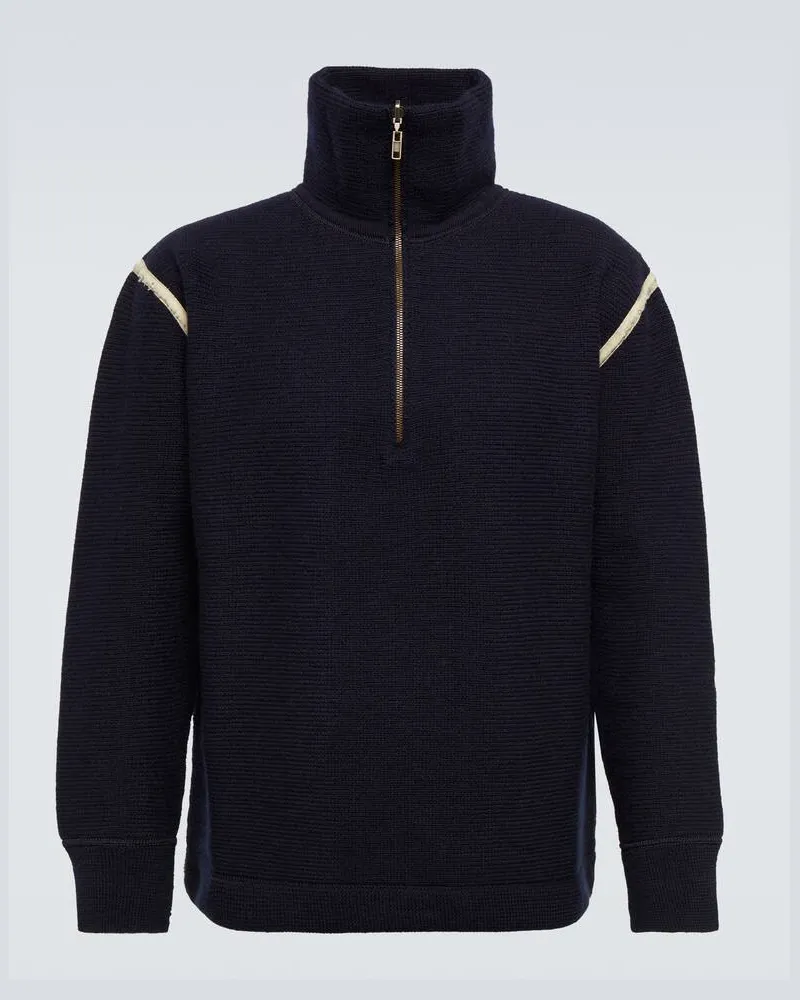 Maison Margiela Pullover mit halbem Reißverschluss aus Wolle Blau