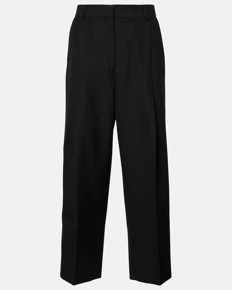 Totême Gerade High-Rise-Hose aus Twill Schwarz