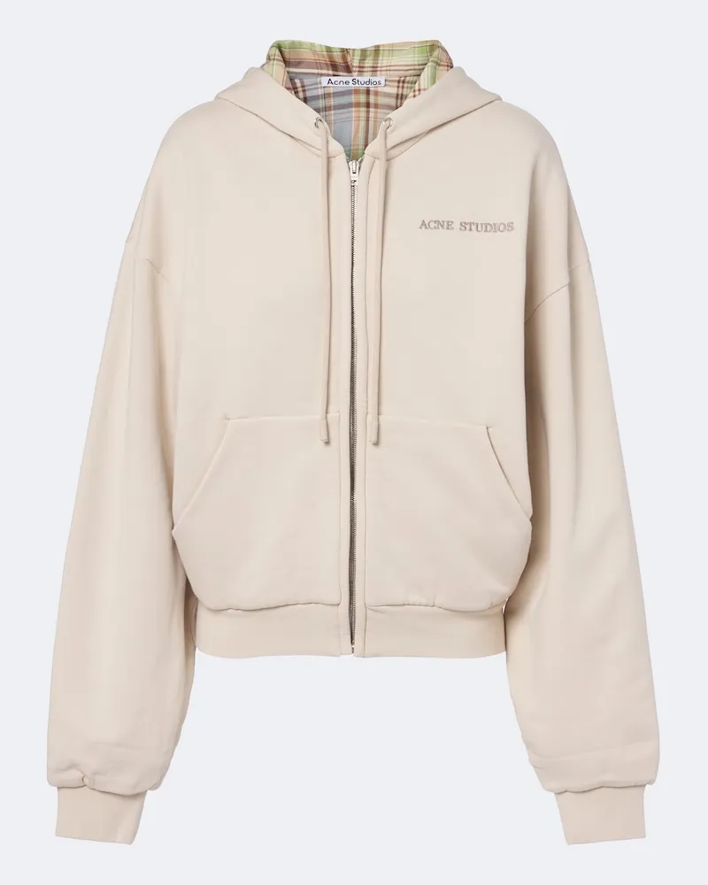 Acne Studios Kapuzenjacke aus Baumwoll-Jersey Beige