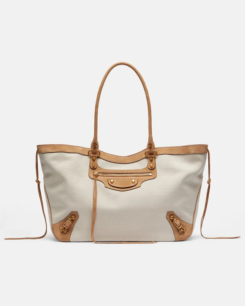 Balenciaga Tote Le City Beach Medium aus Canvas Beige