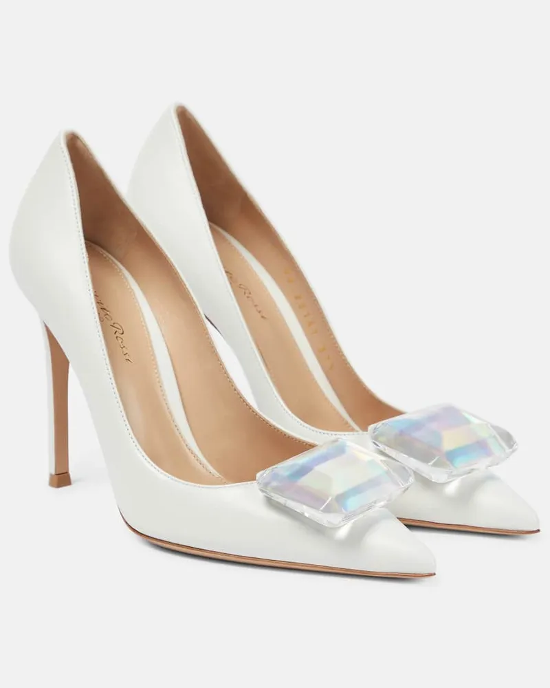 Gianvito Rossi Verzierte Pumps Jaipur 105 aus Leder Weiß