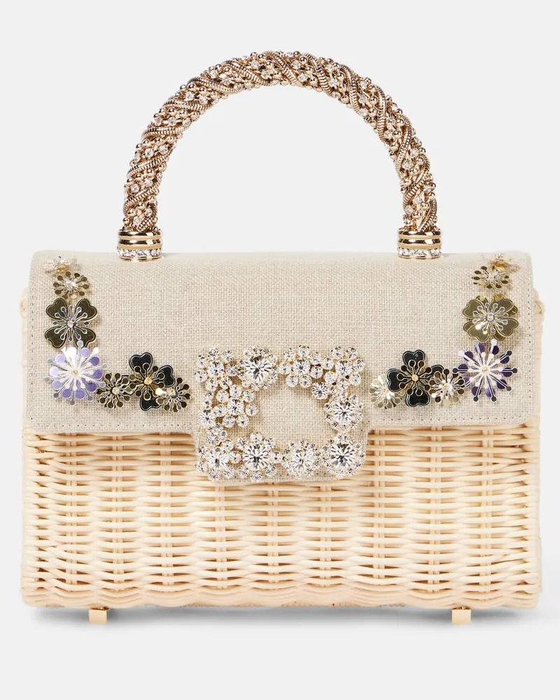 Roger Vivier Tote Bag Jewel Efflorescence Mini Beige