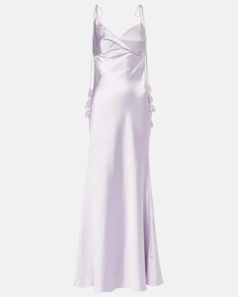 Self-Portrait Maxikleid aus Satin Violett