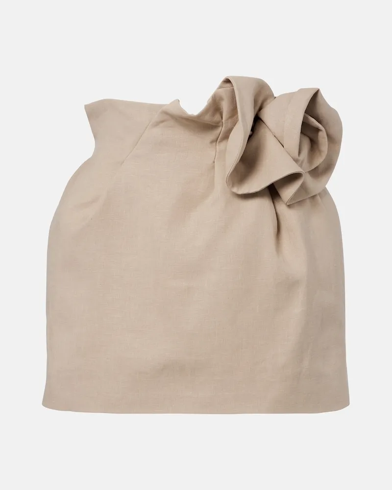 Magda Butrym Minirock aus Leinen mit Blumen-Applikation Beige