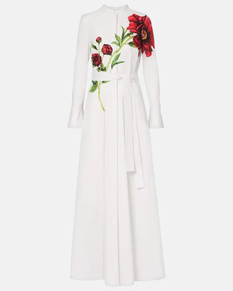 Oscar de la Renta Maxikleid Peony aus Popeline Weiß