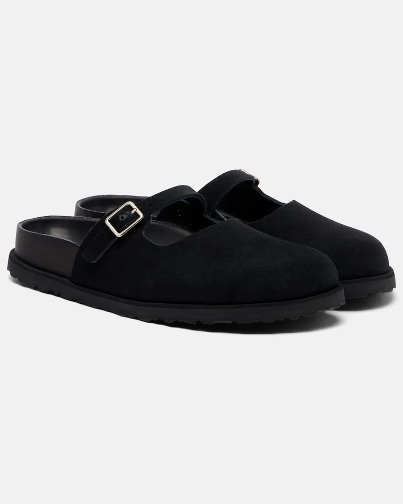 Birkenstock Slippers Maria aus Veloursleder Schwarz