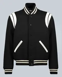 Saint Laurent Collegejacke Teddy aus einem Wollgemisch Schwarz