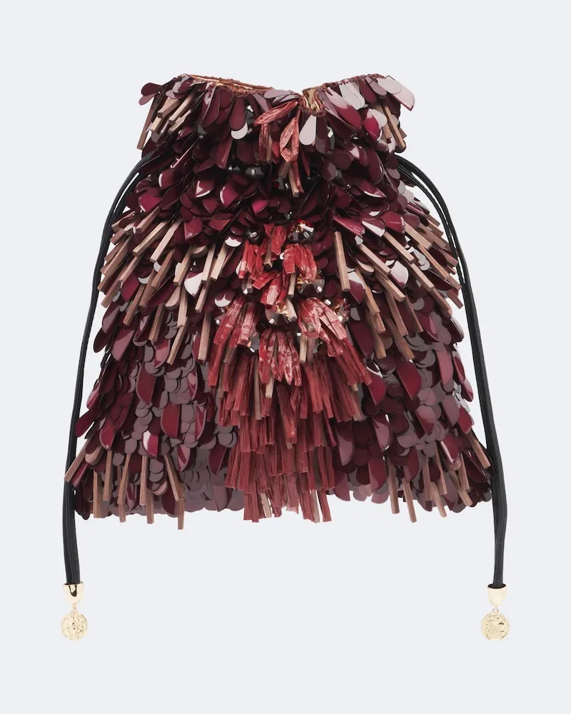La DoubleJ Verzierte Clutch Dustbag Burgunderrot