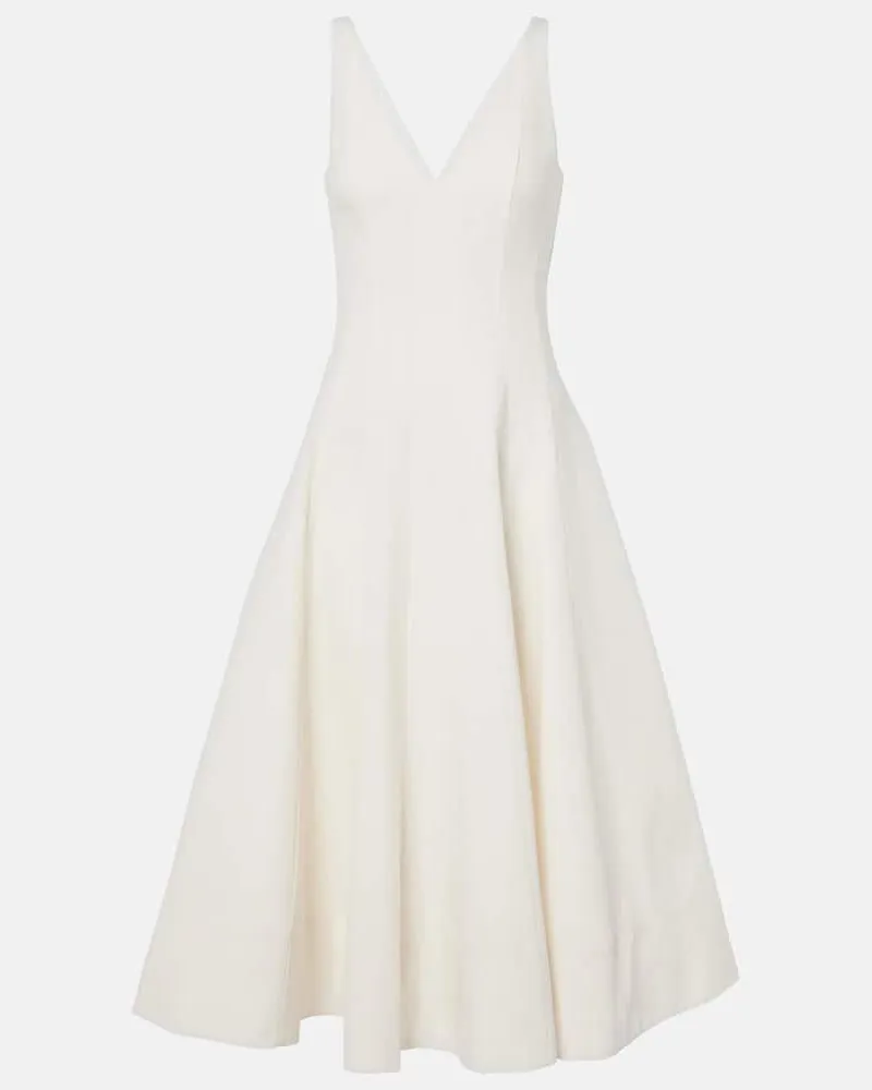 STAUD Bridal Midikleid Marieta aus einem Baumwollgemisch Weiß