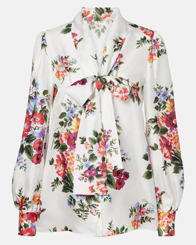 Dolce & Gabbana Schluppenbluse aus Seide Weiß
