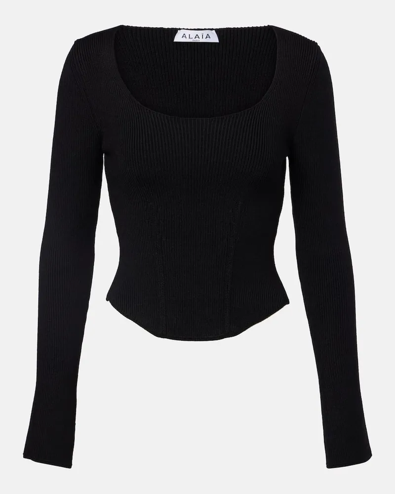 Alaïa Alaïa Top aus einem Wollgemisch Schwarz