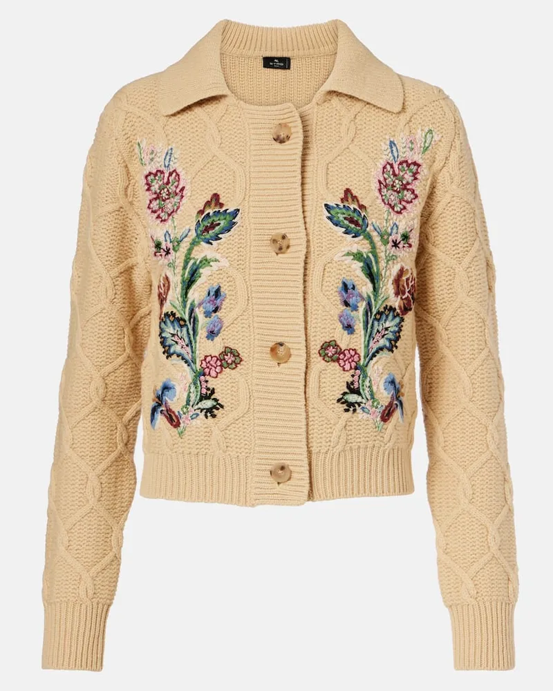 Etro Bestickter Cardigan aus Wolle und Kaschmir Multicolor