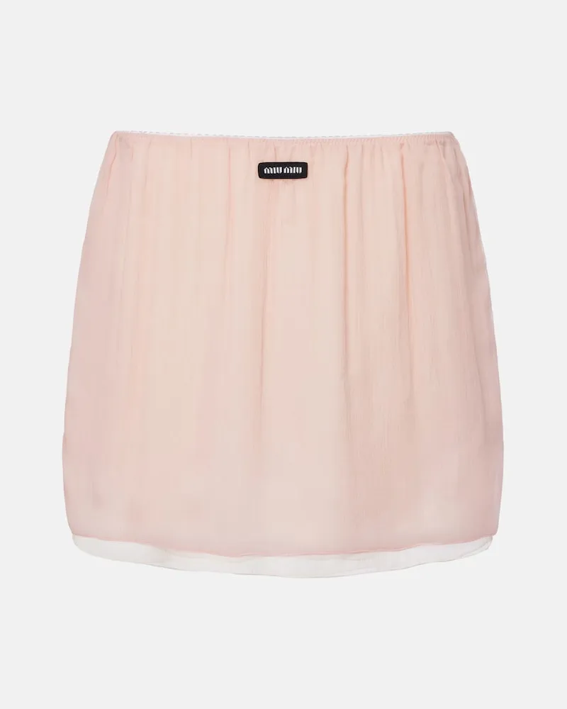 Miu Miu Minirock aus Seidenchiffon Rosa