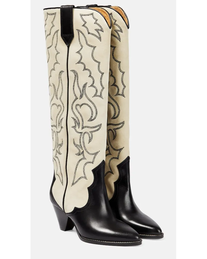 Isabel Marant Westernstiefel Leila aus Veloursleder und Leder Beige