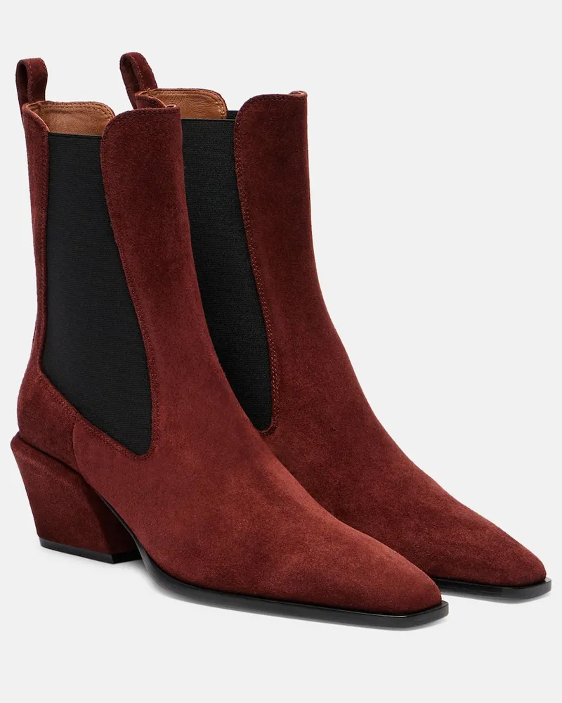 Paris Texas Ankle Boots Bettina 50 aus Veloursleder Rot
