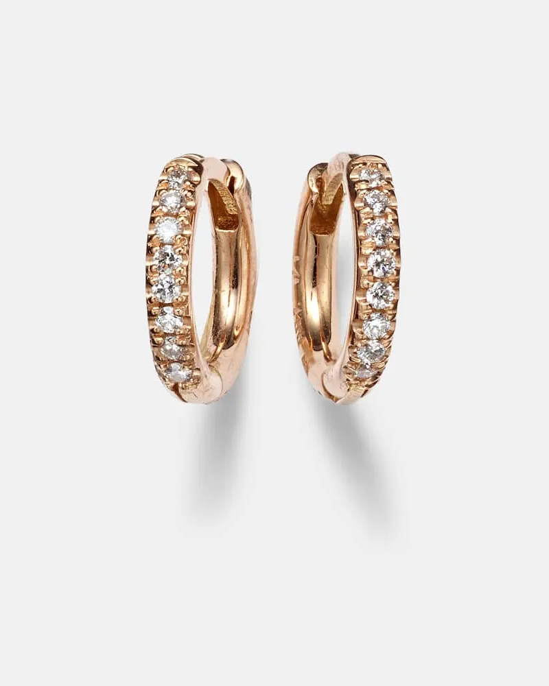 Ileana Makri Ohrringe New Mini Hoops aus 18kt Roségold mit Diamanten Pink