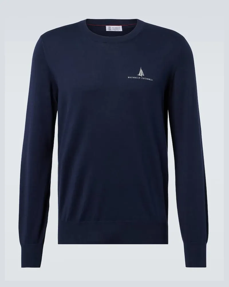 Brunello Cucinelli Pullover aus Baumwolle Blau