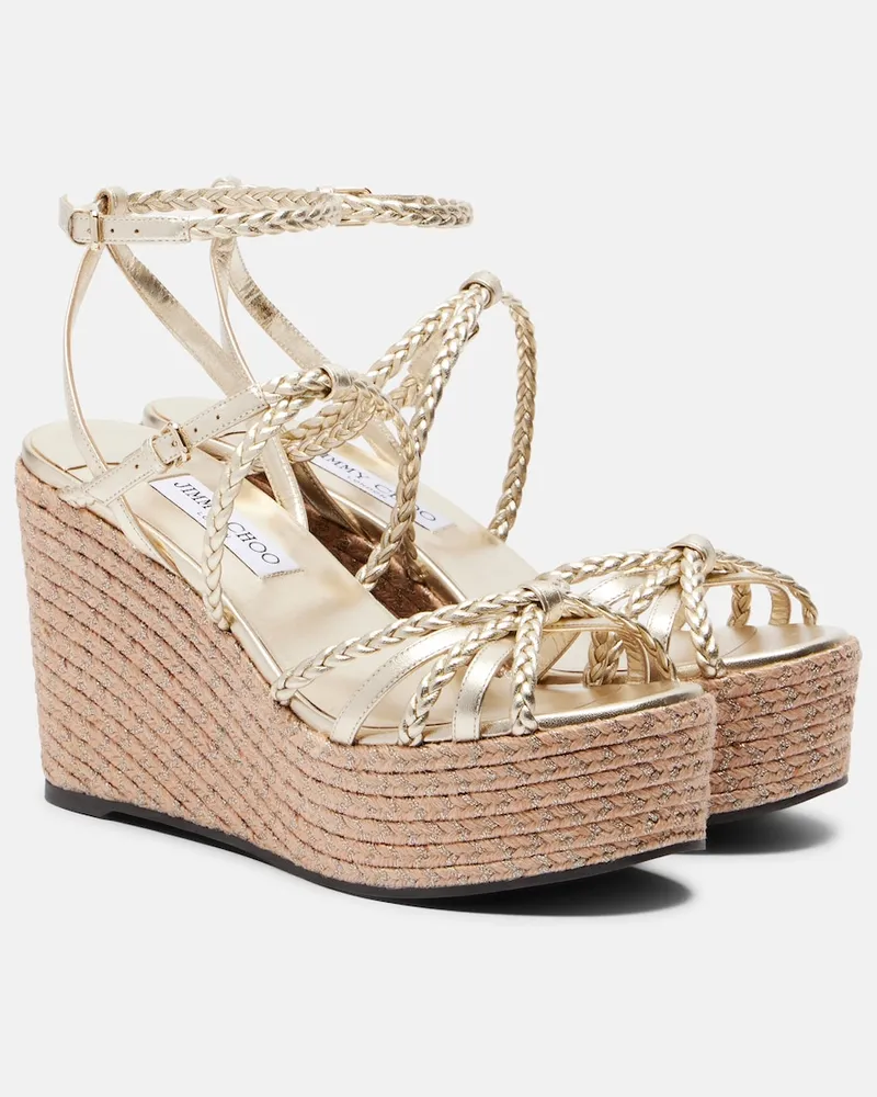 Jimmy Choo Espadrille-Sandalen Nyra aus Leder Gold