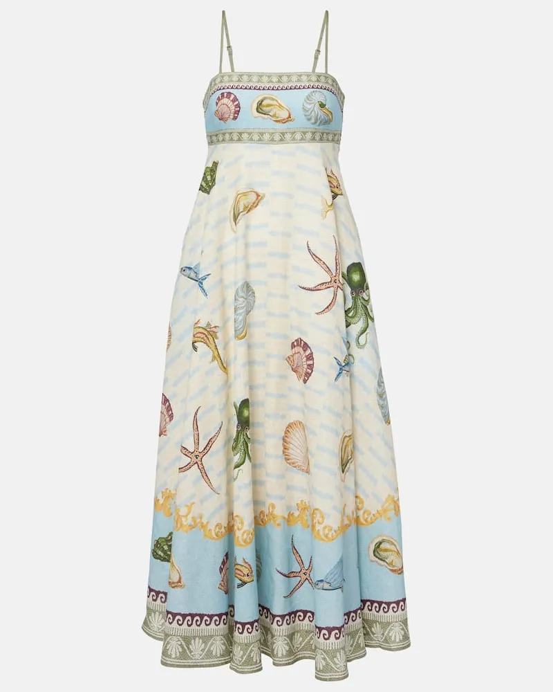 ALEMAIS Alémais Maxikleid Bath House aus Leinen Multicolor