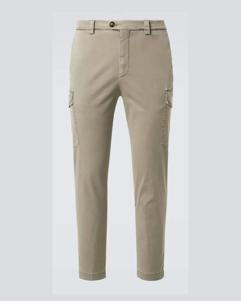 Brunello Cucinelli Schmale Hose aus einem Baumwollgemisch Beige