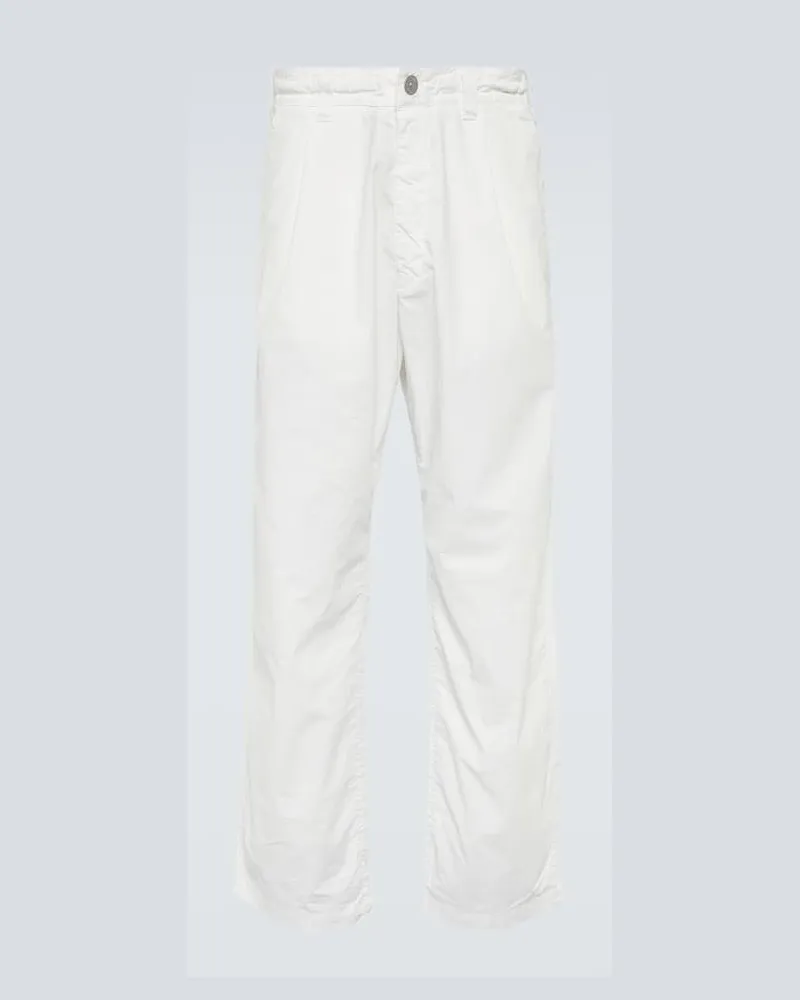 Stone Island Gerade Hose Marina aus Baumwolle Weiß