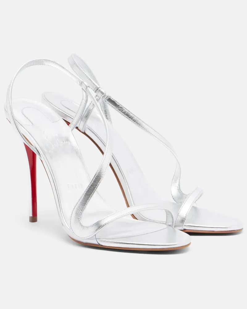 Christian Louboutin Slingback-Sandalen Miss Z aus Metallic-Leder Silber