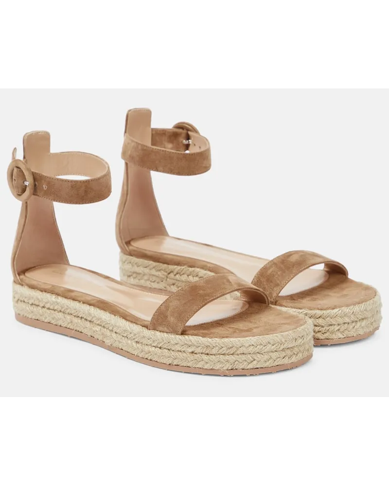 Gianvito Rossi Espadrille-Sandalen Portofino aus Veloursleder Braun