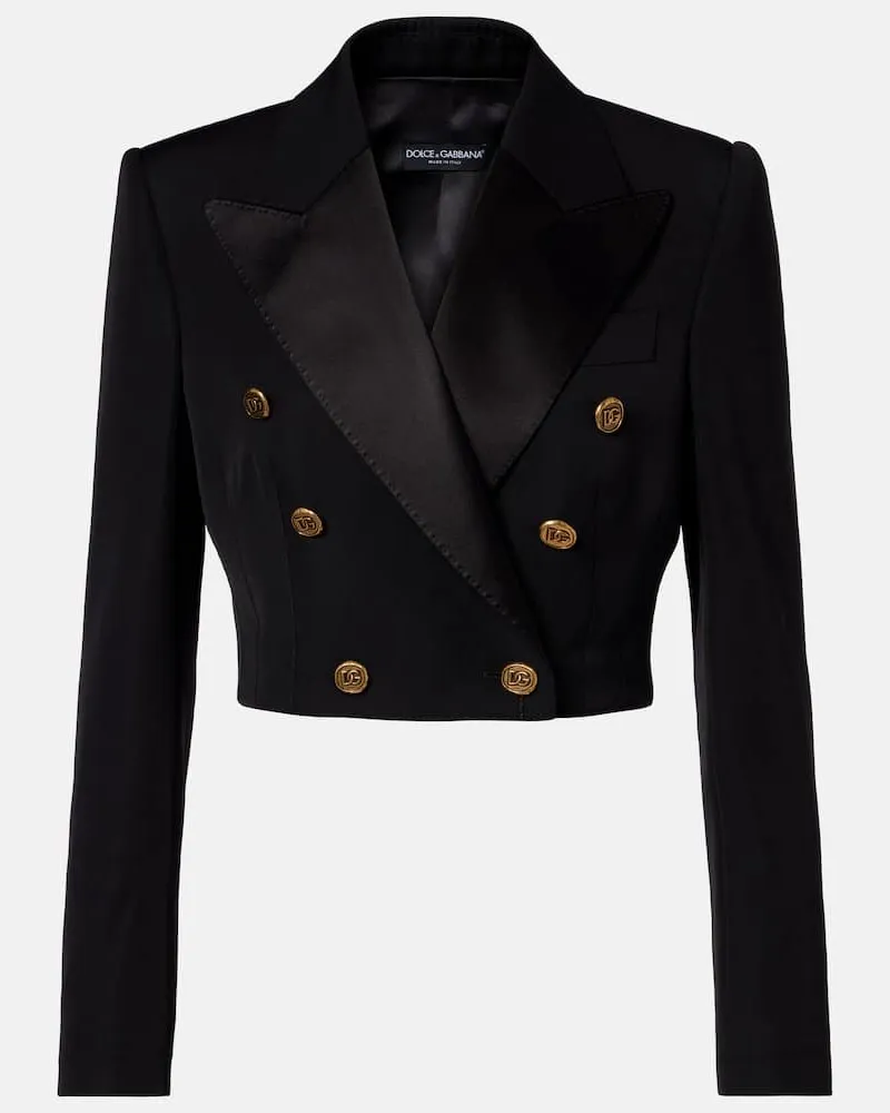 Dolce & Gabbana Cropped-Jacke aus Wolle und Seide Schwarz