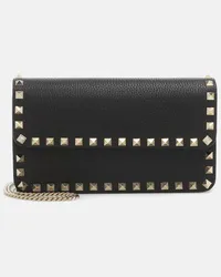 Valentino Garavani Clutch Rockstud aus Leder Schwarz