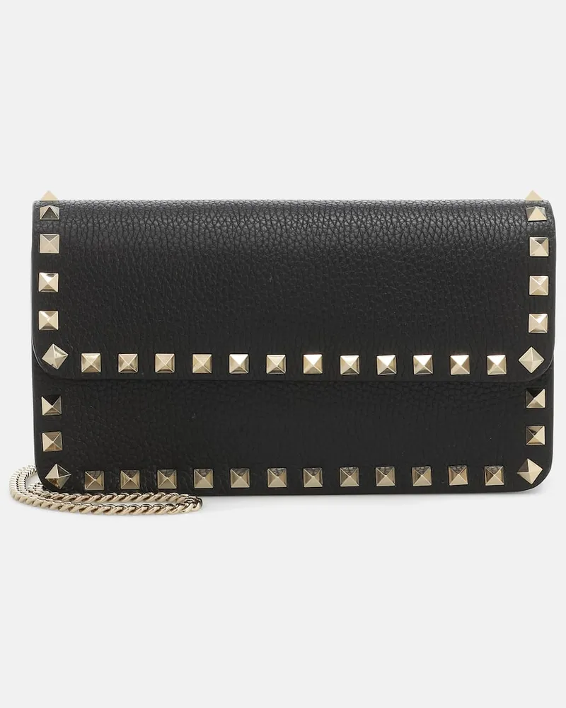 Valentino Garavani Clutch Rockstud aus Leder Schwarz