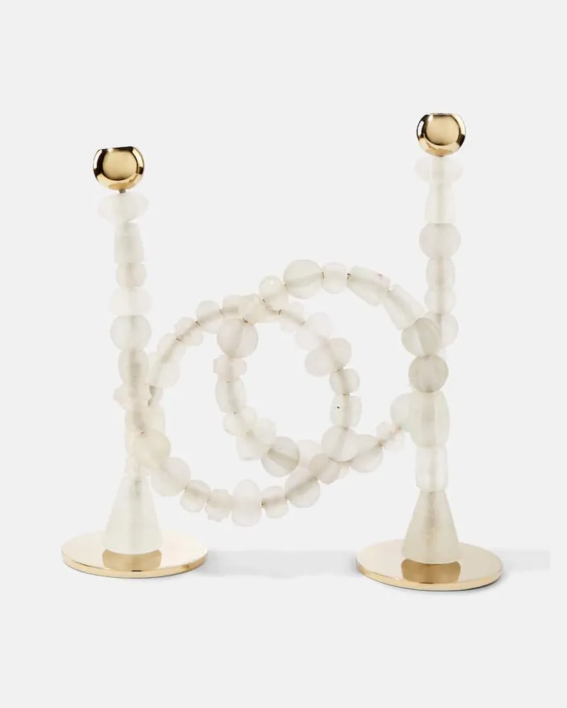 POLSPOTTEN Kerzenständer Beads Weiß