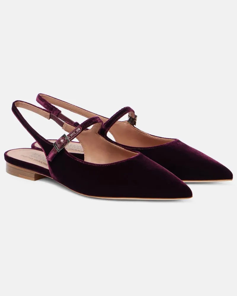 Malone Souliers Slingback-Ballerinas Karla aus Samt Burgunderrot