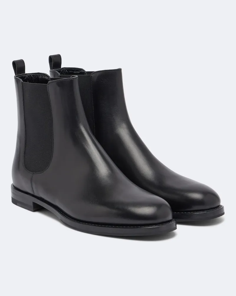 Manolo Blahnik Ankle Boots Chelsa aus Leder Schwarz