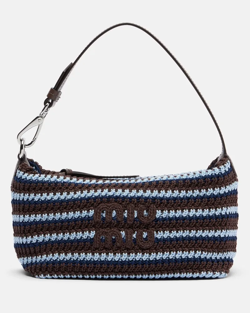 Miu Miu Gehäkelte Schultertasche Braun