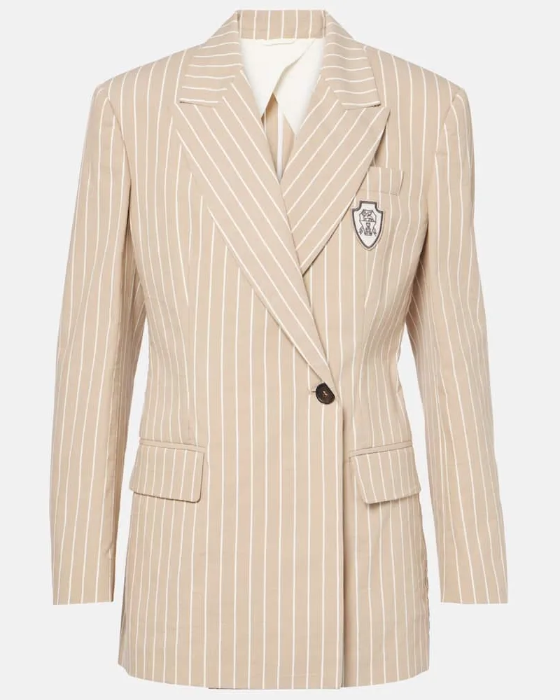 Brunello Cucinelli Blazer aus Baumwolle und Seide Beige