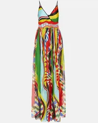 Dolce & Gabbana Maxikleid Carretto aus Seide Multicolor