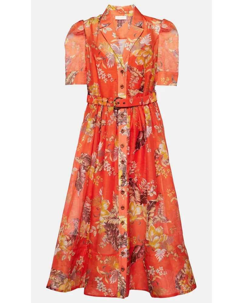 Zimmermann Hemdblusenkleid Matchmaker aus Leinen und Seide Multicolor