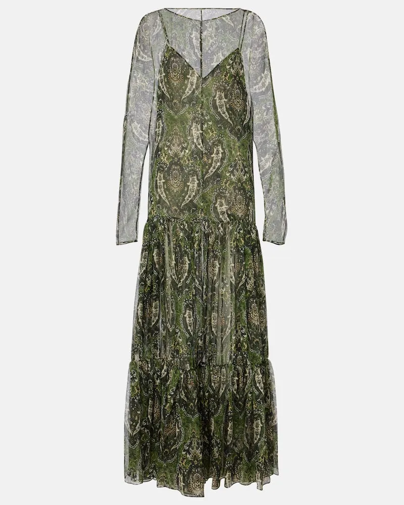 Saint Laurent Maxikleid aus Seide Grün